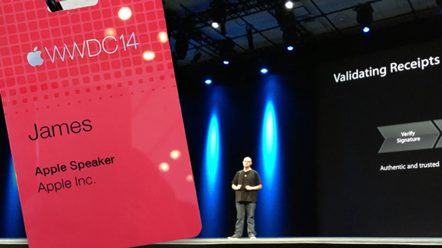 On stage at Apple's World-Wide Developer Conference